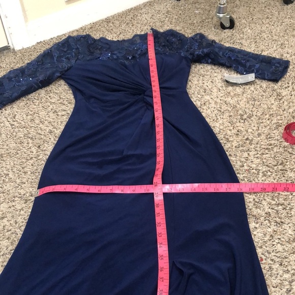 NWT Alex Evenings Formal Maxi Dress Size 6 Navy Blue Knotted Embroidered Gown - Picture 14 of 15